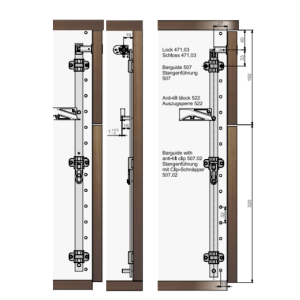 CERRADURA TRAMPA KIT PARA 3 CAJONES PLATA Y NEGRO